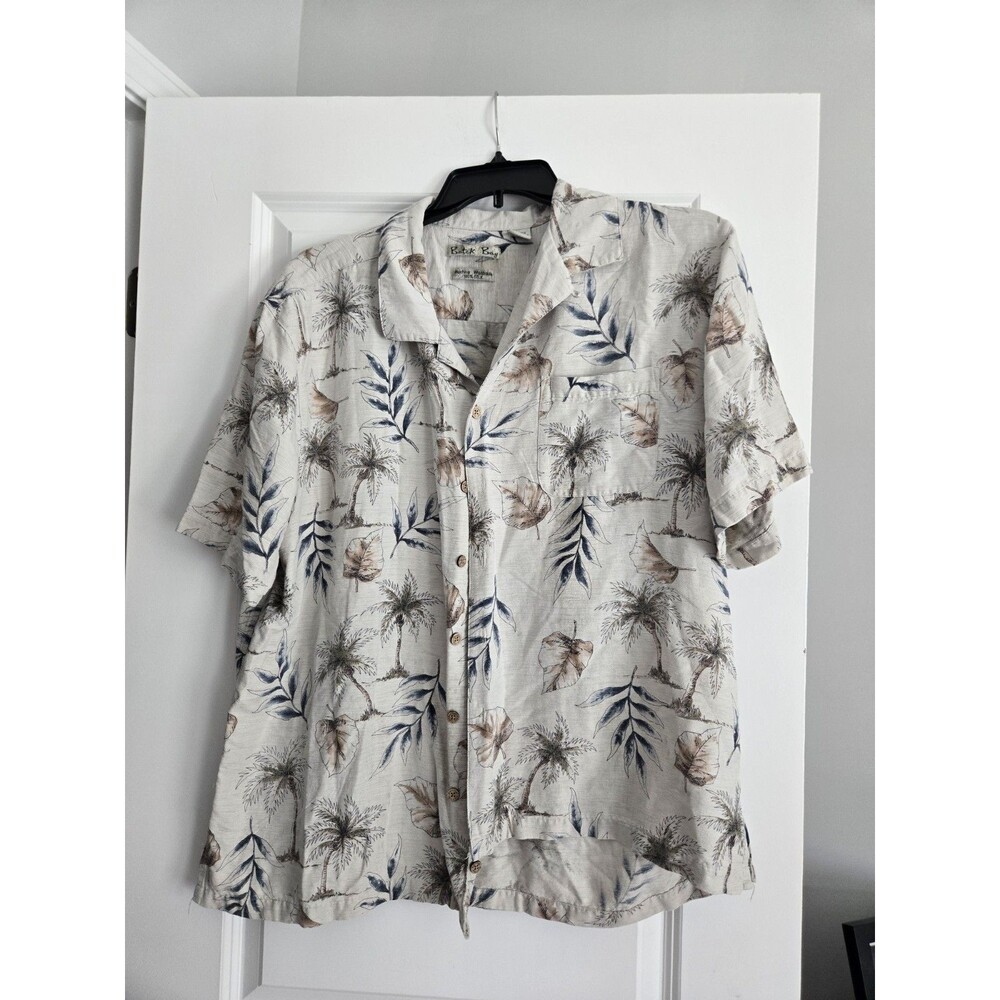 Batik Bay Hawaiian Button Shirt Men Size XL 100% Silk Beige